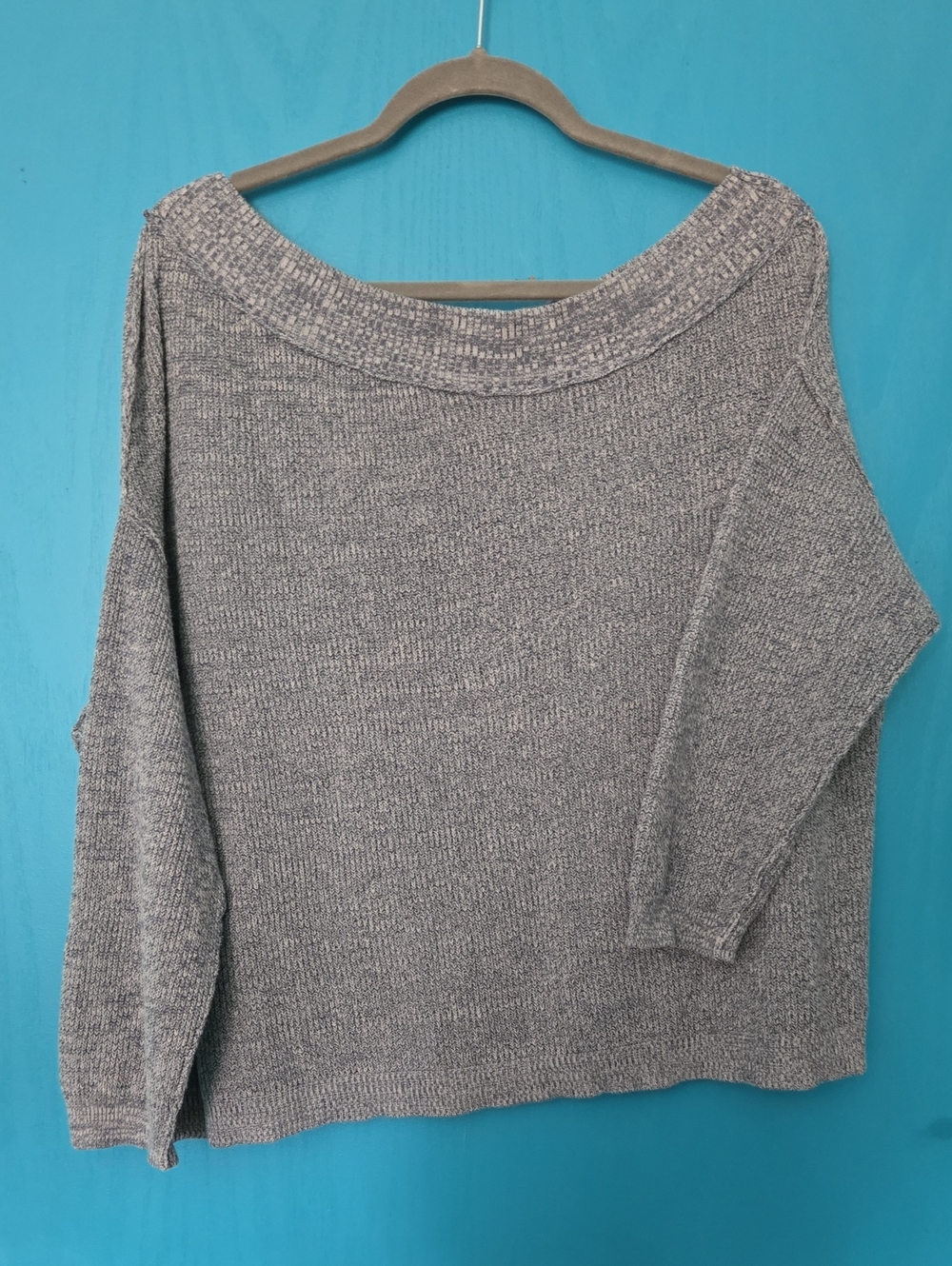 Off-the-Shoulder Relaxed Gray Knit Sweater